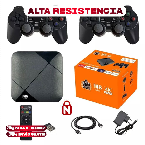 MINI CONSOLA RETRO 4K CON DOS CONTROLES
