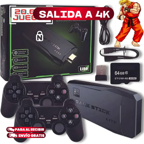 MINI CONSOLA RETRO 4K CON DOS CONTROLES