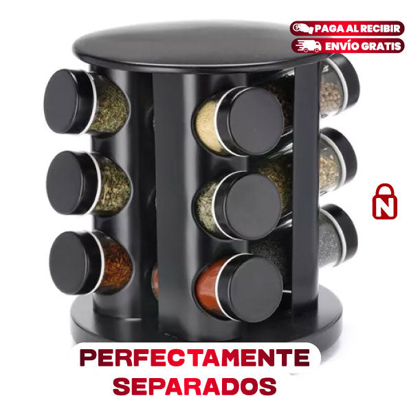 ESPECIERO GIRATORIO DE ACERO INOXIDABLE 12 FRASCOS