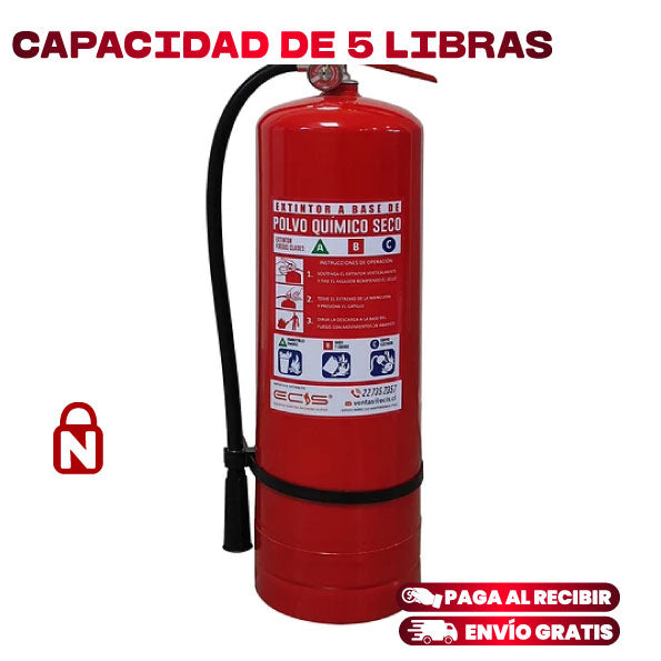 EXTINTOR MULTIPROPOSITOS CERTIFICADO Y RECARGABLE DE 5 LIBRAS