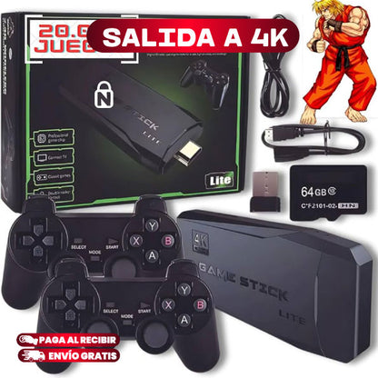 MINI CONSOLA RETRO 4K CON DOS CONTROLES